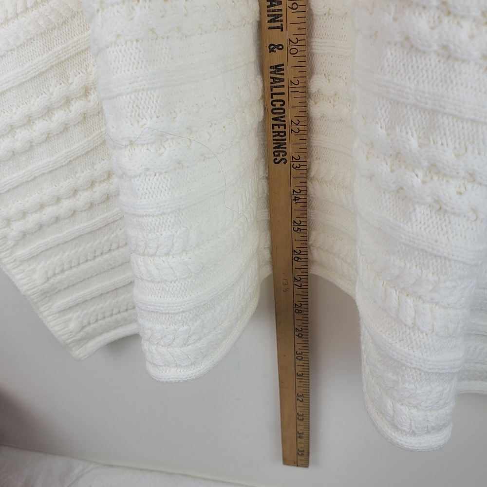 Cabi ivory cable knit V neck poncho fisherman quiet luxury neutral festival OS - Picture 5 of 10